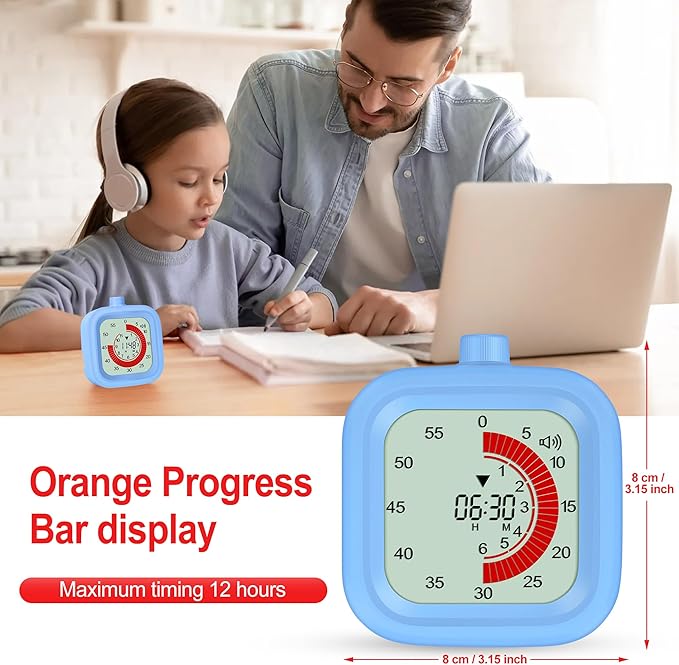 Digital Visual Timer for Kids 12hours Countdown countup Kitchen Timer Student Timer Gym Timer (White)