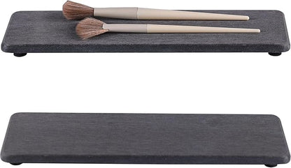 NiuYichee 2 Pcs Water Absorbing Stone Trays, Kitchen/Bathroom Sink Soap Dish, Diatomite Tray Used for Hand Soap & Cosmetic Bottles in The Modern Home, 3.15" W x 10.2" L, Dark Gray