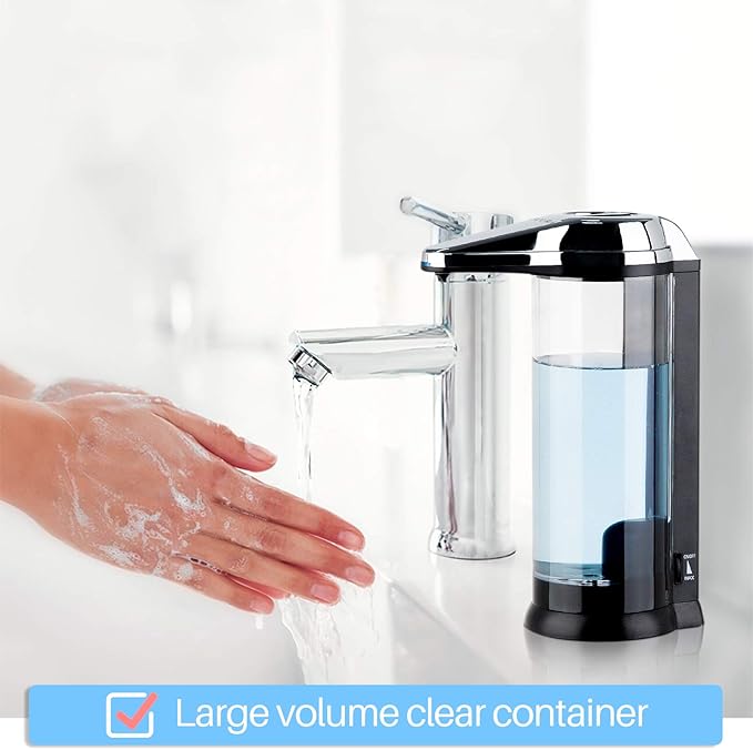 Secura 17oz Automatic Liquid Soap Dispenser, Touchless Battery Operated Hand Soap Dispenser with Adjustable Soap Dispensing Volume Control Dial, Personal Care Dispenser (Chrome) - Image 2