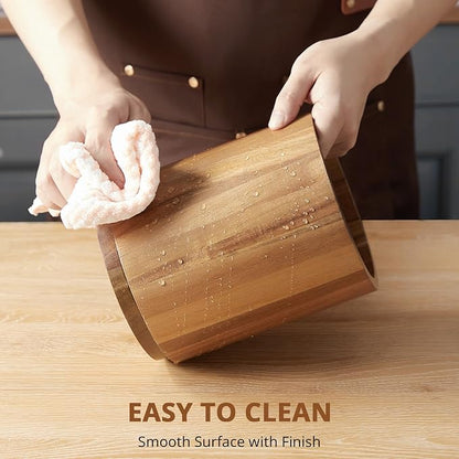 Bivvclaz Acacia Wood Utensil Holder, 360°Rotating 7.2" Utensil Holder for Kitchen Counter, Large Kitchen Utensil Holder, Cooking Utensil Crock for Countertop, Farmhouse Kitchen Decor and Accessories - Image 6