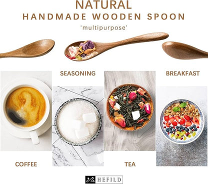 4 PCS Small Wooden Spoons, 5.8 Inch Honey Spoons for Tea, Acacia Wooden Honey Teaspoon for Coffee, Little Tiny Wood Spoons, Bamboo Table Spoon for stirring, Wooden Spoons for Utensils Set - Image 5