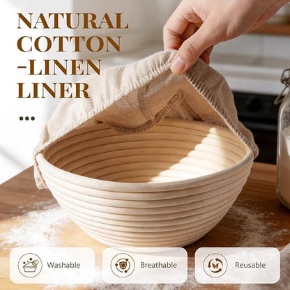 2 Pack Banneton Bread Proofing Baskets for Sourdough, 9 Inch Round Natural Rattan Proofing Basket for Dough Rising, Bread Proofing Bowl Sourdough Bread Baking Supplies for Home Bakers - Image 4
