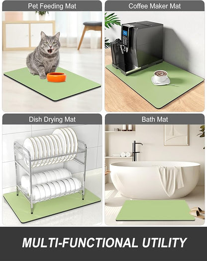 Rnivvi Dish Drying Mat for Kitchen Counter, XL 15 x 24" Super Absorbent Drainer Pad Easy Clean Dish Rack Pad, Non-Slip Heat Resistant Coffee Bar Mat for Coffee Machine Station Accessories Decor, Green - Image 7