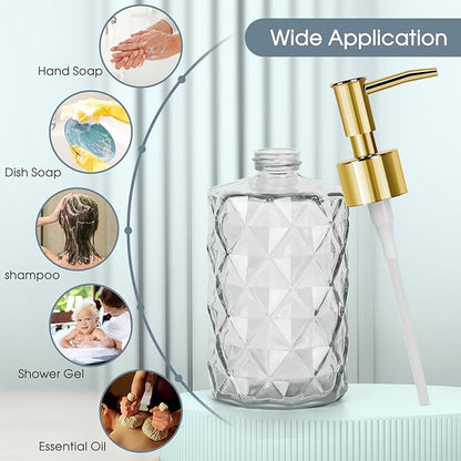 Topsky Glass Soap Dispenser with Plastic Pump,330ml Liquid Hand Soap Dispenser, Rustproof Pump for Kitchen & Bathroom,Great for Lotions,Essential Oil,Liquid Soaps Clear - Image 6