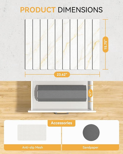 Yofidra Large Stone Dish Drying Mat for Kitchen Counter, Quick Dry Stone Mats with Absorbent Diatomaceous Earth, Foldable Roll Up Drying Organizer Pad for Utensils Plate, 24"×16", White Gold Marble - Image 8