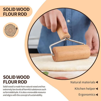 Small Wooden Rolling Pin for Dough Mini Dough Roller with Double Handles Non Stick Pizza Rolling Pin for Baking Pastry Tortilla Cookie Dumpling(2PCS) - Image 5