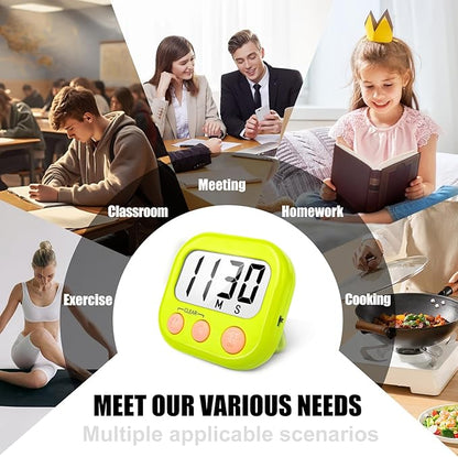 6 Pack Digital Kitchen Timers for Cooking Magnetic Timer for Cooking Loud Alarm Green - Image 5