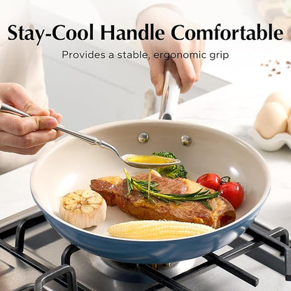 Redchef Nonstick Frying Pan Skillet, Ceramic Non-Stick Saute Pans, 11 inch Cooking Fry Pan with Stay Cool Handle, All Stovetops (Gas, Electric & Induction), Dishwasher/Oven Safe, PFAS-Free (Blue) - Image 7
