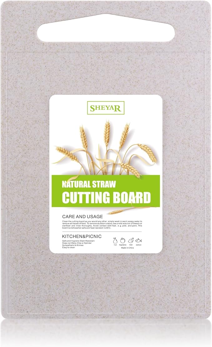 Cutting Board for Kitchen, Wheat Straw Fiber Cutting Board, Dish Washer Safe, w/Juice Grooves for Meat, Veggies,Easy Grip Handle, Non-slip Surface,Eco-friendly,Serveware Accessories(13.5‘x8.9‘)