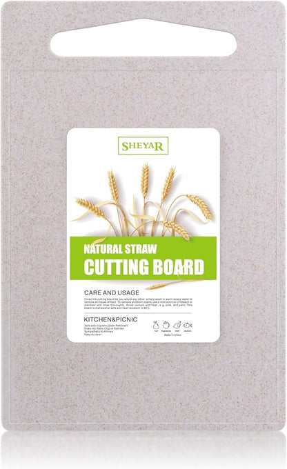 Cutting Board for Kitchen, Wheat Straw Fiber Cutting Board, Dish Washer Safe, w/Juice Grooves for Meat, Veggies,Easy Grip Handle, Non-slip Surface,Eco-friendly,Serveware Accessories(13.5‘x8.9‘)