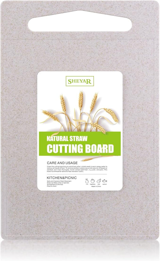 Cutting Board for Kitchen, Wheat Straw Fiber Cutting Board, Dish Washer Safe, w/Juice Grooves for Meat, Veggies,Easy Grip Handle, Non-slip Surface,Eco-friendly,Serveware Accessories(13.5‘x8.9‘)