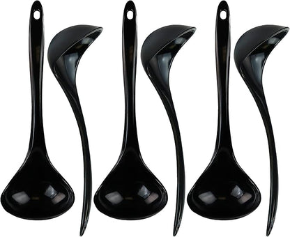 Reston Lloyd Melamine Soup Ladle Kitchen Utensil, Premium Quality Utensil with Heat Resistant Ergonomic Handle, Durable BPA-Free Plastic, 10.5 inch long, 6pc Set, Black by RestonLloyd