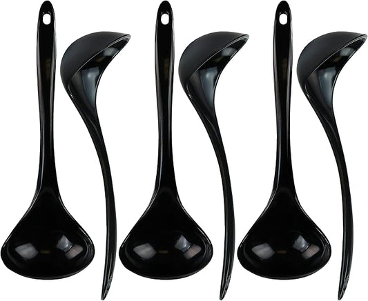 Reston Lloyd Melamine Soup Ladle Kitchen Utensil, Premium Quality Utensil with Heat Resistant Ergonomic Handle, Durable BPA-Free Plastic, 10.5 inch long, 6pc Set, Black by RestonLloyd