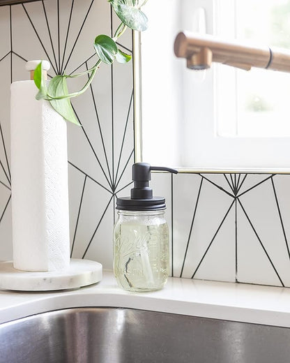 Jarmazing Products Mason Jar Soap Dispenser - Black - with 16 Ounce Ball Mason Jar - Made from Rust Proof Stainless Steel - Two Pack - Image 4