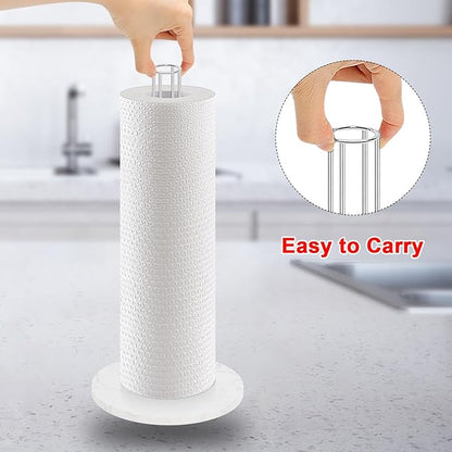 NearMoon Paper Towel Holder Countertop, Sturdy Metal Paper Towel Stand Dispenser with Marble Base, Standard or Jumbo-Sized for Kitchen Counter, Farmhouse, Living Room, Chrome Finish
