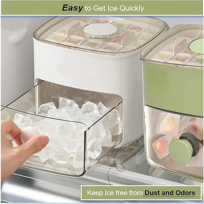 Ice Cube Tray with Lid & Bin Ice Maker for Freezer Ice Trays Ice Container- Ice Molds for Whiskey, Cocktail, Coffee Drinks, Beer with Ice Tongs Kitchen Gadgets Tools (White) - Image 2