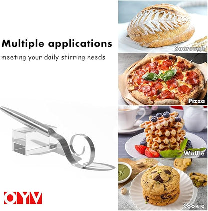 OYV 12" Seamless Dough Whisk, 18/10 Stainless Steel Bread Whisk, Danish Whisk for Sourdough, Pizza, Cookies, Pancake & Waffle, Easy to Clean Sour Dough Tools - Image 9