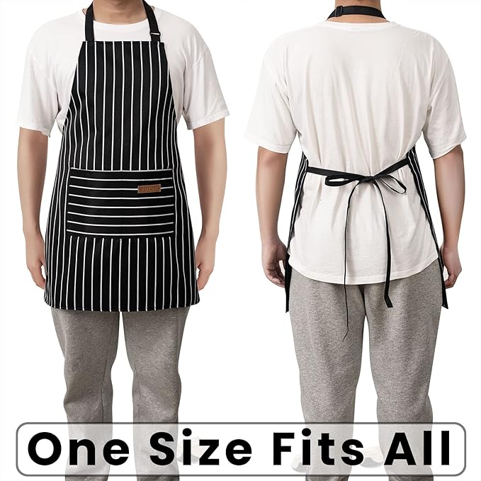 BeLuyi 2 Pack Adjustable Bib Apron with 2 Pockets Chef Cooking Kitchen Restaurant Aprons for Women Men - Image 6