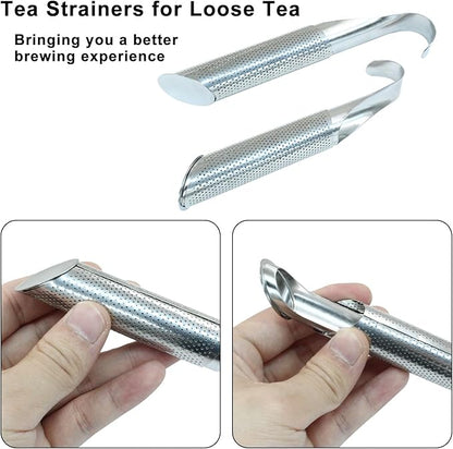 Waziaqoc 2 PCS Stainless Steel Tea Diffuser, Extra Fine Mesh Tea Strainer for Loose Tea, Long Handle Tea Steeper for Tea, Coffee, Seasonings, Spices