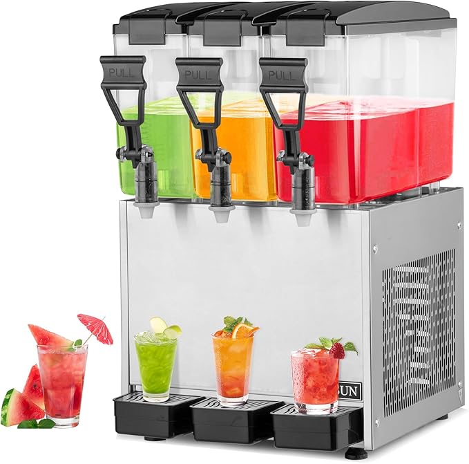 ROVSUN Commercial Beverage Dispenser 7.8 Gal/30L, Commercial Juice Dispenser Cold Drink Dispenser 10L X 3 Tanks Stainless Steel with Thermostat Controller for Home Restaurant Bar Party 110V/60HZ by ROVSUN
