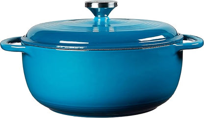 Lodge 4.5 Quart Enameled Cast Iron Dutch Oven with Lid – Dual Handles – Oven Safe up to 500° F or on Stovetop - Use to Marinate, Cook, Bake, Refrigerate and Serve – Cornflower Blue - Image 2