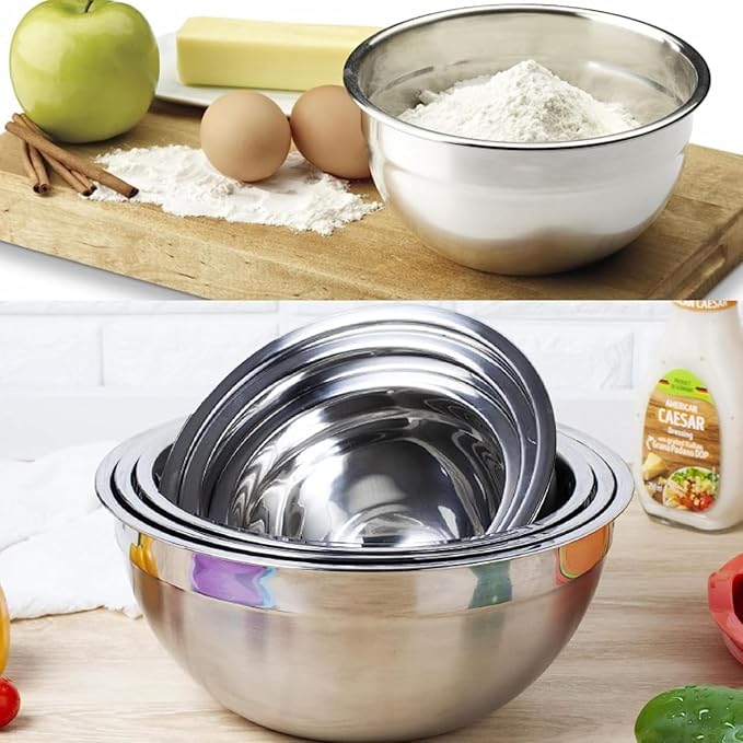 WEPSEN Mixing Bowls with Lid Set, 25PCS Kitchen Utensils Metal Bowl Stainless Steel Nesting Bowls, Measuring Cups and Spoons, Egg Whisk for Baking Prepping Cooking Serving Supplies - Image 7