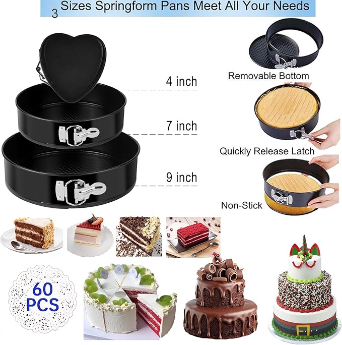 Cake Decorating Kits 567 PCS Baking Set with Springform Pans Set, Rotating Turntable, Decorating Tools, Cake Baking Supplies for Beginners and Cake Lovers (567 PCS Cake Decorating Kits) - Image 2
