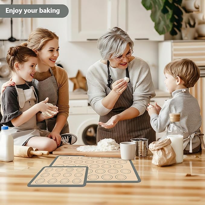 Macaron Silicone Baking Mats, 3 PCS Non Stick Macaroon Mat Silicone for Macarons, Cookie, Pastry, Gray - Image 7