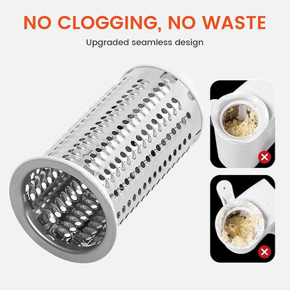 Rotary Cheese Grater Hand Crank - Heavy Duty Manual Shredder with 2 Stainless Steel Drums (Fine & Coarse), Non-Slip Handle, Dishwasher Safe for Parmesan, Chocolate, Nuts & Veggies