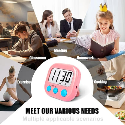 6 Pack Kitchen Timers Loud Ring Digital Timers for Cooking Magnetic Pink - Image 5