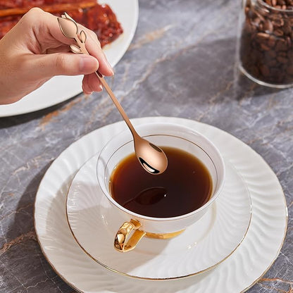 Rose Gold Tulip/Rose Handle 12-Pcs Mini Coffee Spoons Set - 6" Stainless Steel for Espresso, Tea, Dessert - Ideal for Demitasse & Small Servings - Image 5