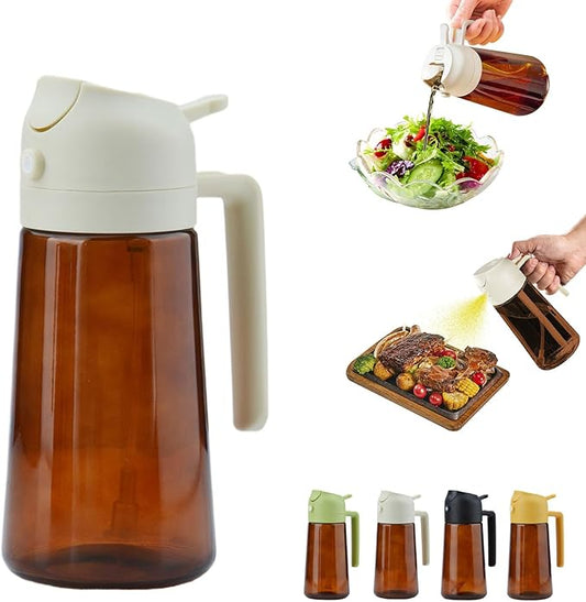2 In 1 Oil Dispenser And Oil Sprayer, 16 Oz/470 Ml Oil Dispenser For Kitchen Spray, With Fine Mist Nozzle, Suitable For Cooking, Air Fryer, Salad, Grilling (white-2)