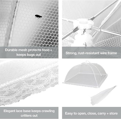 Simply Genius Pop-Up Mesh Food Covers for Outdoors - 6 Pack Extra Large 39" x 24", White, Collapsible & Reusable - Buffet Food Covers & Bug-Net Tent for Picnic, Party & Camping - Image 2