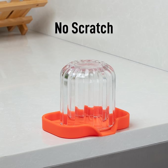 Zulay Kitchen Small Silicone Sponge Holder (4.9x3.3”) – Space-Saving Sink Organizer Tray for Sponge, Soap, Brush & More – Compact Non-Slip Dish for Kitchen & Bathroom (Orange) - Image 7