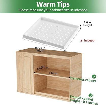 PAKETA 4 Pack Expandable Pull Out Cabinet Organizer, 21'' Deep Pull Out Drawers for Cabinet, Upgrade 3 Slide Rails Sliding Drawers for Cabinets with Adhesive Nano Film (White, 21"D X 15-26"W) - Image 2