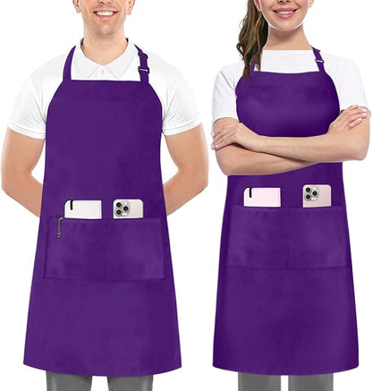 Utopia Kitchen 2 Pack Bib Apron, Adjustable with 2 Pockets, Water and Oil Resistant, Cooking Kitchen Chef Apron for Women Men by UTOPIAKITCHEN