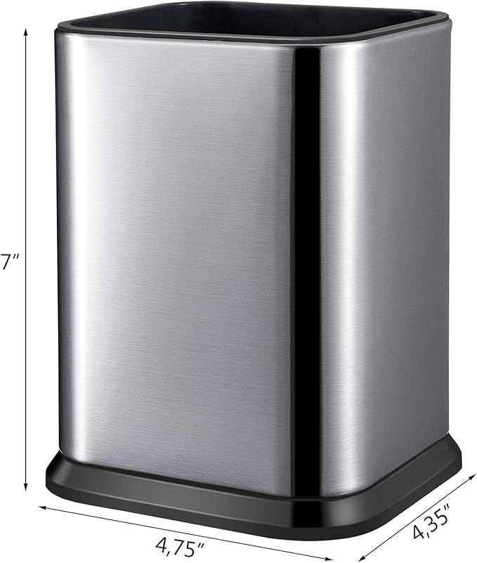 RedCall Stainless Steel Kitchen Utensil Holder for Countertop, Spoon Spatula Organizer,Modern Rectangular Large Cooking Utensil Caddy Counter,Utensil Crock Silver - Image 5