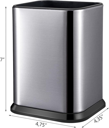 RedCall Stainless Steel Kitchen Utensil Holder for Countertop, Spoon Spatula Organizer,Modern Rectangular Large Cooking Utensil Caddy Counter,Utensil Crock Silver - Image 5
