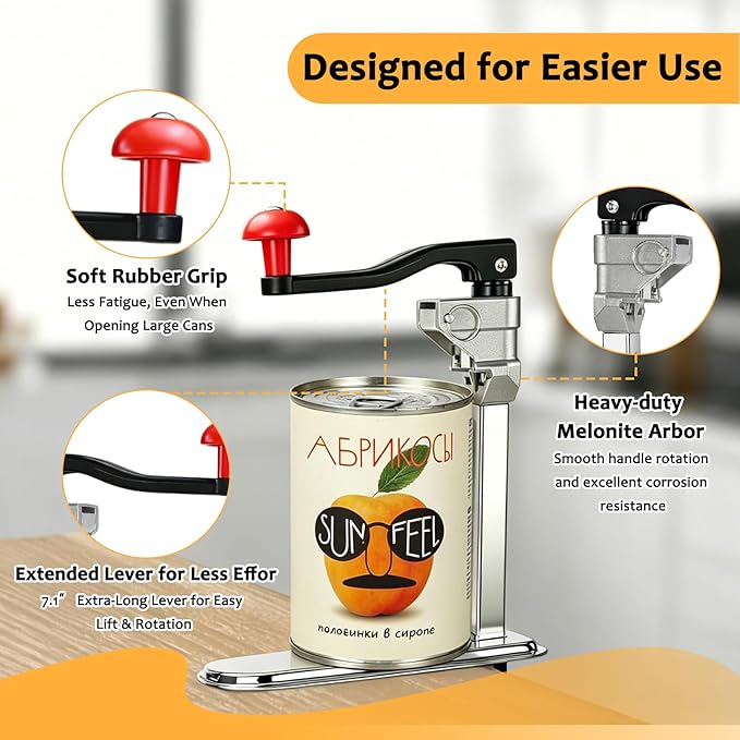 Commercial Manual Can Opener Heavy Duty for #10 Cans, Industrial Can Opener with Tabletop Clamp Mount, Stainless Steel Blade and Base, Dual Mounting Options for Restaurants & Home Kitchens