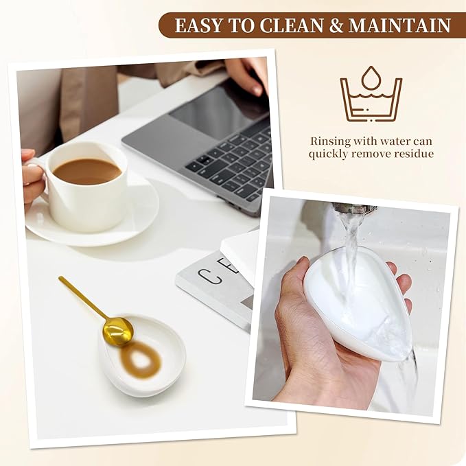 Coffee Spoon Rest, Small Ceramic Coffee Spoon Holder for Coffee Bar, White Mini Spoon Rest for Coffee Station Counter - Image 7