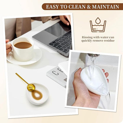 Coffee Spoon Rest, Small Ceramic Coffee Spoon Holder for Coffee Bar, White Mini Spoon Rest for Coffee Station Counter - Image 7