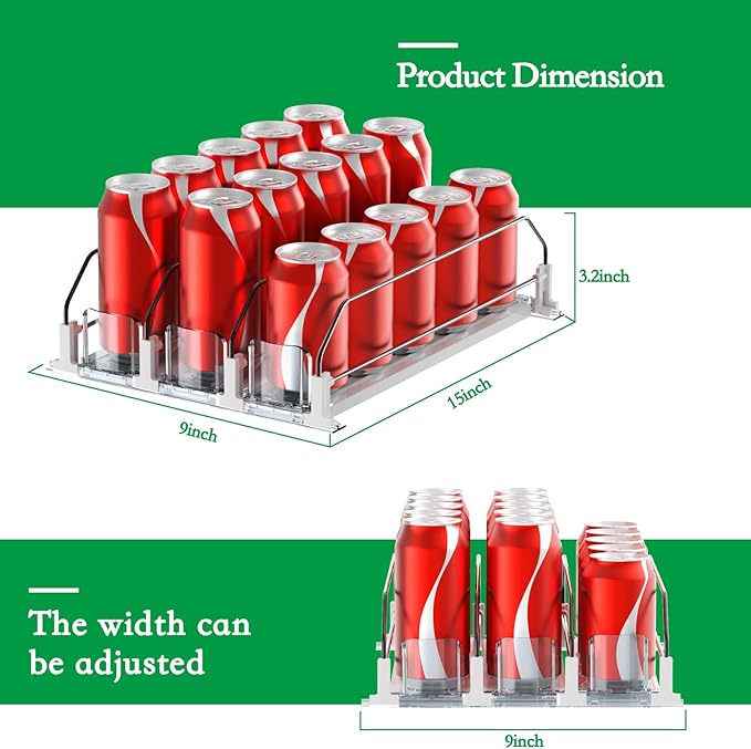 Drink Organizer for Fridge-White Automatic Pusher Glide,12oz 16oz 20oz-Soda Dispenser for Fridge-Holds up to 15 Cans - Image 4