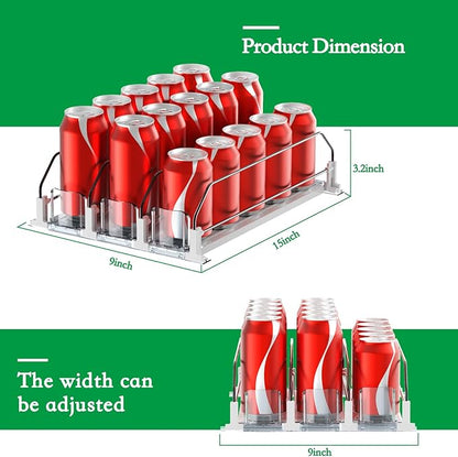 Drink Organizer for Fridge-White Automatic Pusher Glide,12oz 16oz 20oz-Soda Dispenser for Fridge-Holds up to 15 Cans - Image 4