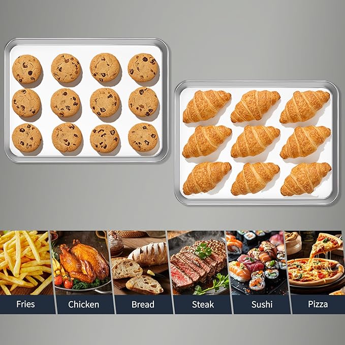 Stainless Steel Baking Sheet Set of 2-16" x 12" x 1" Heavy Duty Cookie Sheets for Baking, Rust & Warp Resistant Oven Tray, Non Toxic & Dishwasher Safe Baking Pans for Cooking, Roasting, Broiling - Image 6