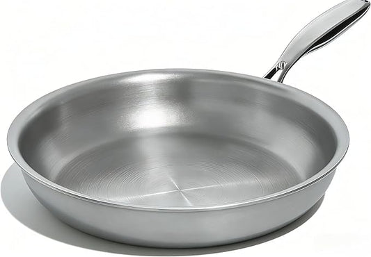 Umite Chef 12 inch 5 Ply Stainless Steel Frying Pan Non-Toxic PFOA&PTFE Free Skillets, Professional Cookware- Oven Safe & Induction Compatible, Fast & Even Heat, Heavy Duty, Cool Grip Handles by UmiteChef