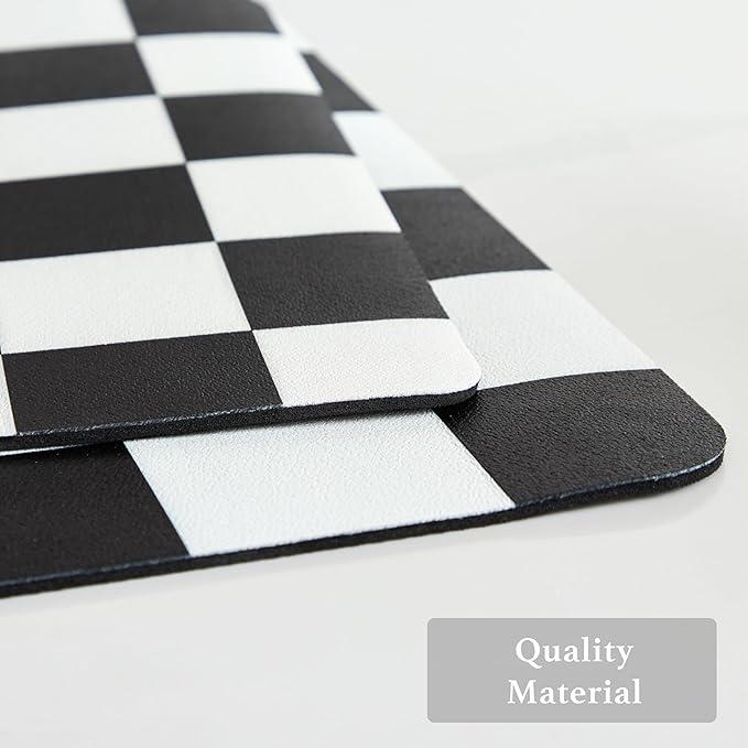 Ohocut Checkered Dish Drying Mat for Kitchen Counter, Coffee Bar Station Accessories, Retro Cute Aesthetic Modern Absorbent Drainer Mat Kitchen Drying Mat Easy Clean, Black 16" x 24" - Image 6