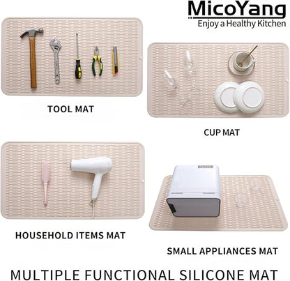MicoYang Silicone Dish Drying Mat for Multiple Usage,Easy clean,Eco-friendly,Heat-resistant Silicone Mat for Kitchen Counter or Sink,Refrigerator or Drawer Liner Tapioca 4XL 32 inches x 18 inches - Image 3