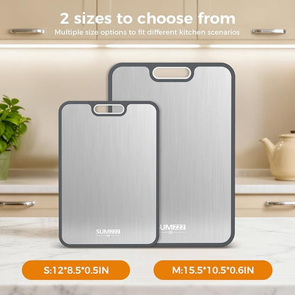 Titanium Cutting Board Double Sided Food Grade, Pure Titanium/PP for Kitchen, Cutting Board Easy to Clean[15.5”*10.5”+12”*8.5”] - Image 5