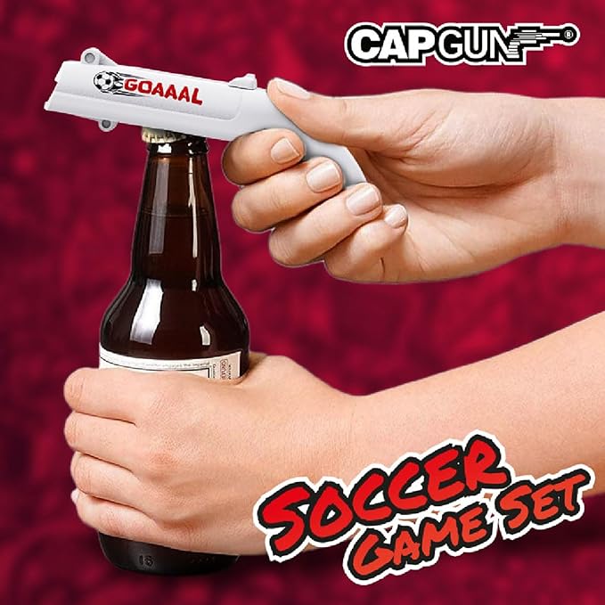 cap gun bottle opener launcher shooter funny shooting gun creative beverage bottle opener, suitable for party games, family gatherings, outdoor barbecues (4PC World Cup)