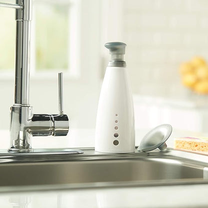 Casabella Sink Sider Soap Pump Bottle 14-Ounce Multipurpose Dispenser with Soap Filling Funnel, White